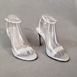 BLACK SUEDE STUDIO Carrie High Heels Sandal in Silver Size 8.5‎ BSUE-WZ137